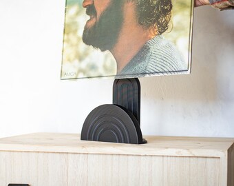 Vinyl Record Stand, Freestanding LP Display, "ARCHIVE Black" Desk Vinyl Record Stand, Minimalist Standalone Vinyl Record Holder