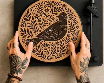Cork Slipmat for Turntable – Handmade Vinyl Record Mat, DJ Slipmat Gift, Custom Audiophile Accessory, Gift for Vinyl Lover