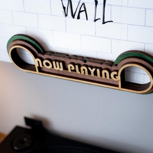 Vinyl Record Holder, Wall Mount - CHESTER - Hand-painted Wooden Vinyl Record Stand