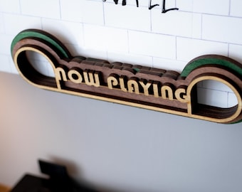 Vinyl Record Holder, Wall Mount - CHESTER - Hand-painted Wooden Vinyl Record Stand