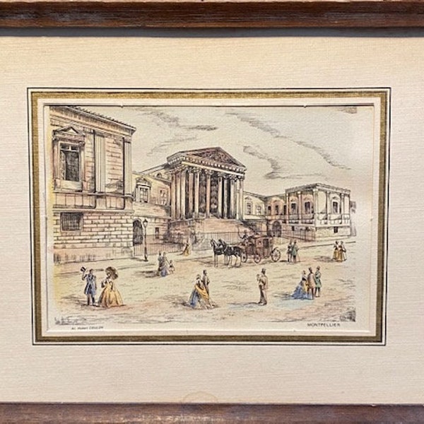 Gravure originale, signée , Hubert Coulon, années 50, estampe ancienne, vintage, lithographie, rare. (1923-2019)