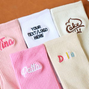 Personalized Embroidered Socks - Customizable Text or Design Socks - Men's and Women's Size Socks - Team Gift Socks - Party Socks