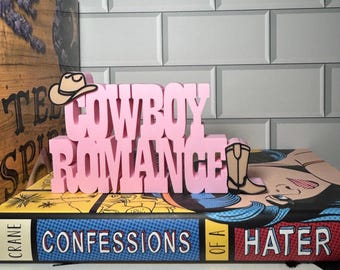 Cowboy Romance: 3D Printed Book Genre Word Art Bookshelf Decoration