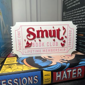 Smut Book Club-ticketbord: 3D-geprint boekenhoekje boekenplankdecor