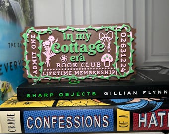 Letrero para el club de lectura "En mi cabaña": Decoración para estantería de rincón de lectura impresa en 3D