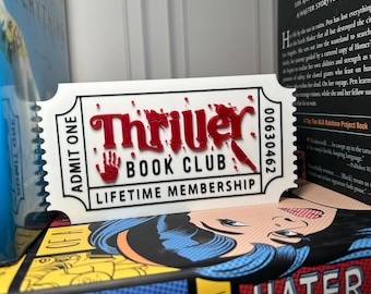 Znak na bilet do Klubu Książki Thriller: Dekoracja półki na książki wydrukowana w 3D