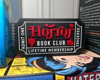 3D Printed Horror Book Club Sign: Ticket-Style Book Nook Decoration
