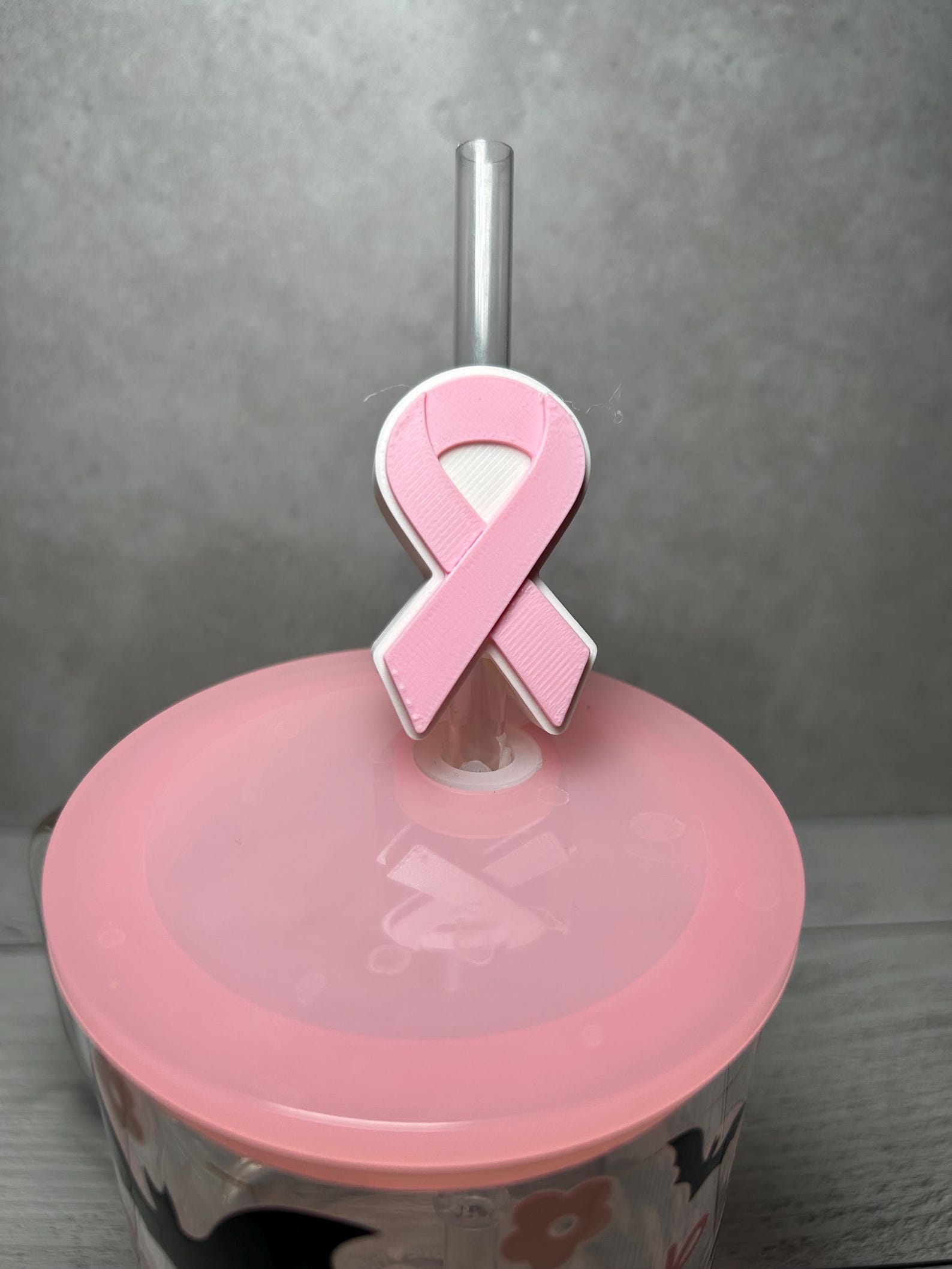 3D Printed Breast Cancer Awareness Ribbon Straw Topper - Etsy