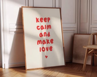 Keep Calm 80s Aesthetic Wall Art, Daily Reminder Affirmation Quote Typography Poster, Printable Wall Art, Prints Wall Decor, Cute Best Gift