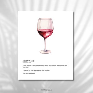 赤ワイン あなたの飲み物があなたについて語ること アルコール飲料 ウォールアート 印刷可能 デジタルダウンロード 恋人 個性 面白い装飾 水彩画 ギフト