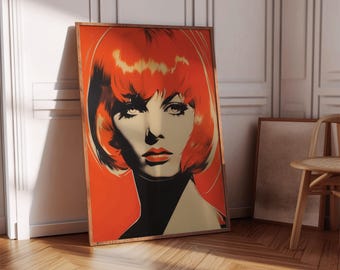 Jaren 60 Sci-Fi Lady in Red Art Print: Retro Vogue-illustratie (digitale download)