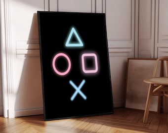 Play Button Abstract Wall Art: Minimalist Gamer Room Decor (Digital Download)