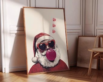 Retro Holiday Art Santa Print Christmas Poster Kitchen Wall Art Christmas Home Decor Winter Kitchen Decor Holiday Party Gift for Home Ho Ho