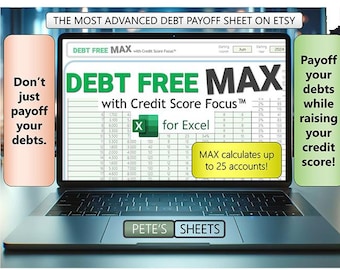25 Account Max Debt Tracker Excel Utilization Tracker Debt Snowball Spreadsheet Credit Score Credit Card Payoff Tracker Credit Debt Free Max