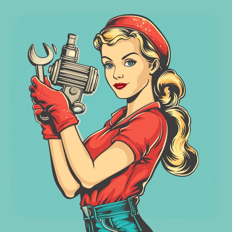 Grease Glamour Spark Plug Pinup Girl SVG With Tools Etsy