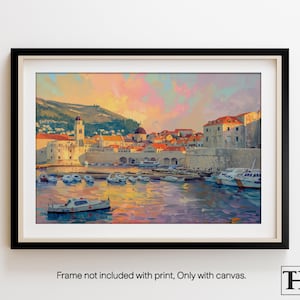 Dubrovnik Croatia Sunset Print: Coastal Cityscape Wall Art