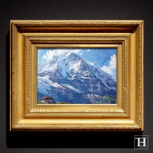 Pintura al óleo del monte Eiger – Impresión artística de los Alpes suizos