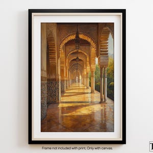 Alhambra Granada Oil Painting Original Print Intricate Spanish Architecture Poster Art