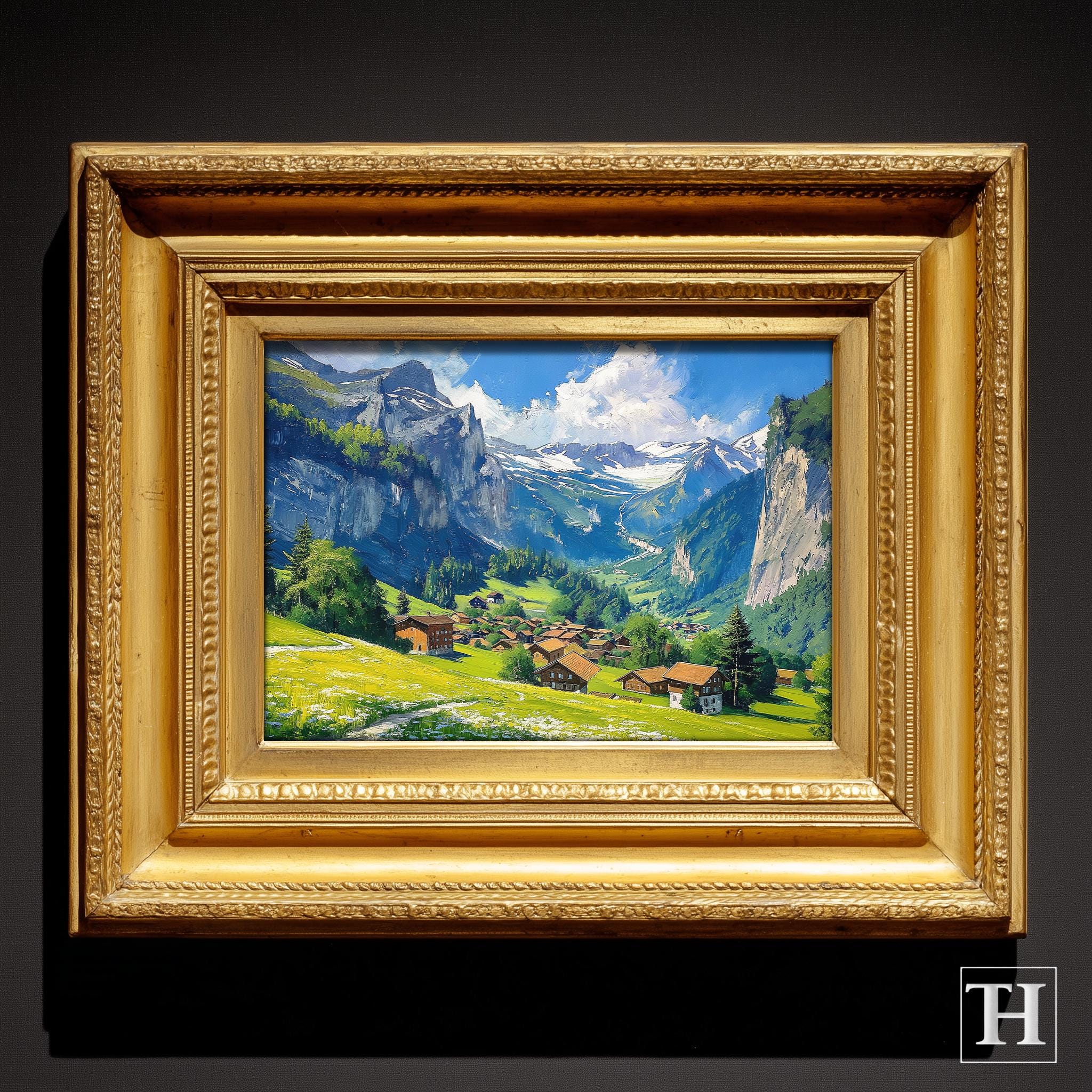 Swiss alps oil painting - Etsy 日本