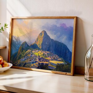 Machu Picchu Peru Oil Painting Print – Andean Mountain Travel Wall Art ...