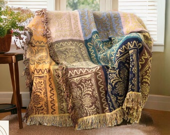 Boho Throw Blanket - Boho Decor - Bedspread - Sofa Throw - Cozy Cotton Throw Blanket - Boho Home Decor - Unique Gift