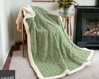 Flauschige Lamm Wolldecke - gemütliche Überwurf Decke - Kuscheldecke - Tagesdecke - Wohnzimmer Deko - warme Decke