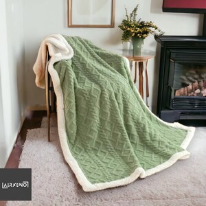 Flauschige Lamm Wolldecke gemütliche Überwurf Decke Kuscheldecke Tagesdecke Wohnzimmer Deko warme Decke Grün