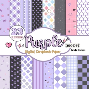 Lila Herzen Digital Paper Scrapbook, Lila Muster JPEG