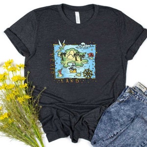 Peter Pan Nimmerland Karte Vintage Poster T-Shirt