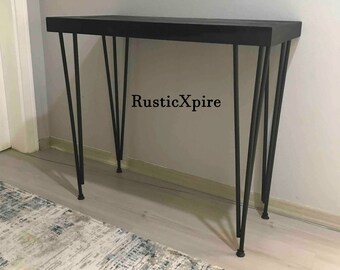 Black Console Table Modern Rustic, Hallway Table Modern Farmhouse Furniture, Rustic Entryway Console Table Black