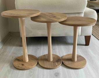 Hourglass 3-Piece Nesting Coffee Table Round Hornbeam Leg Wooden Nesting Coffee Table Oval Leg