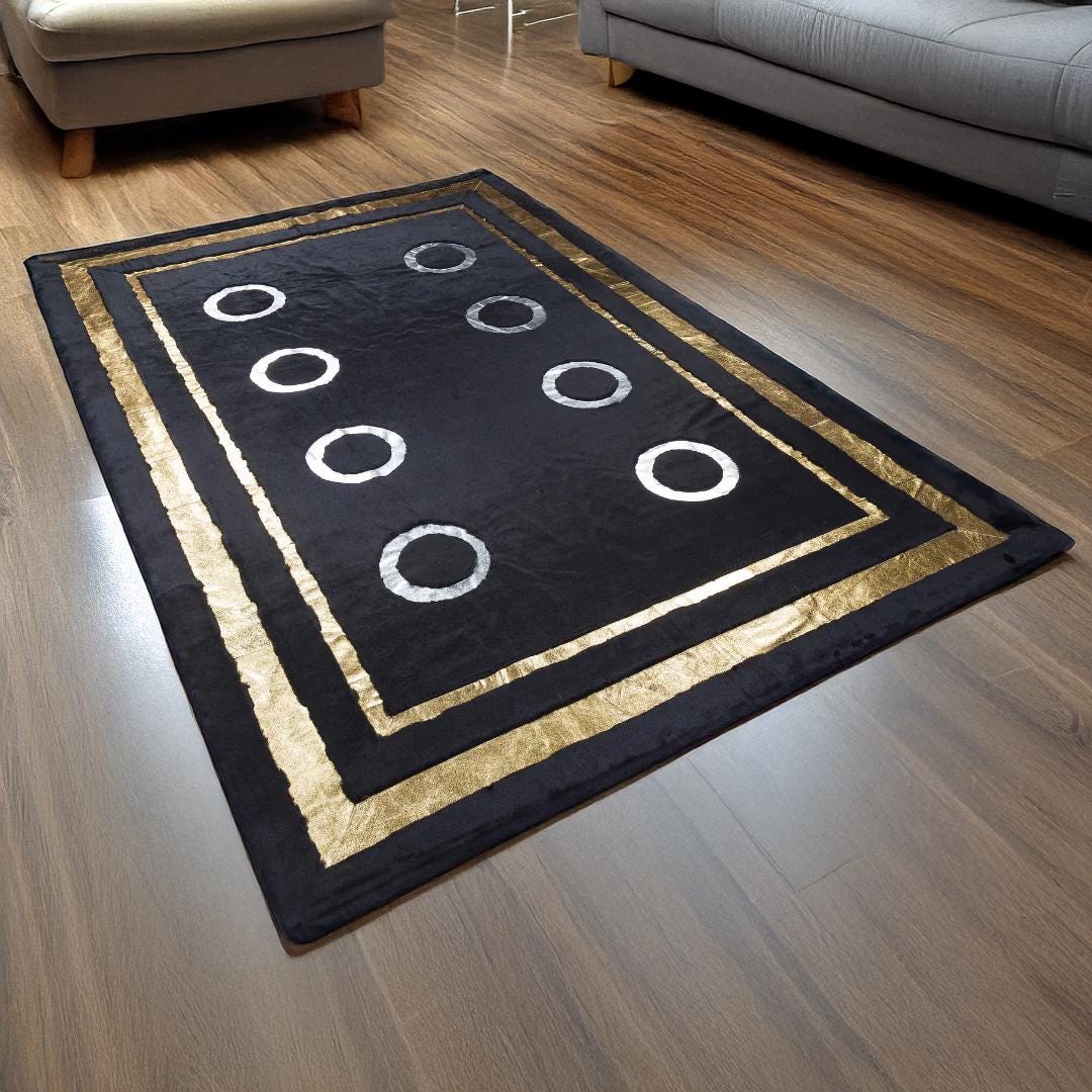 Fancy Gold Rug Custom Size Luxury Black and Gold Area Rug- Soft Plush Carpet for ...