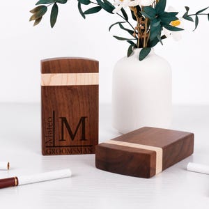 Portasigarette in legno con incisione personalizzata - Accessori da viaggio personalizzati per fumatori, portasigarette unico realizzato a mano, regalo per uomo/festa del papà