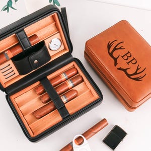 Portasigari in pelle personalizzato / Humidor per sigari personalizzato / Contenitore per 6 sigari / Regalo per la festa del papà/sposo/ Regalo di anniversario / Regalo per gli amanti dei sigari