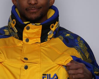 Vintage Fila Blue Jacket With Large Front Logo, Unisex, Oversize