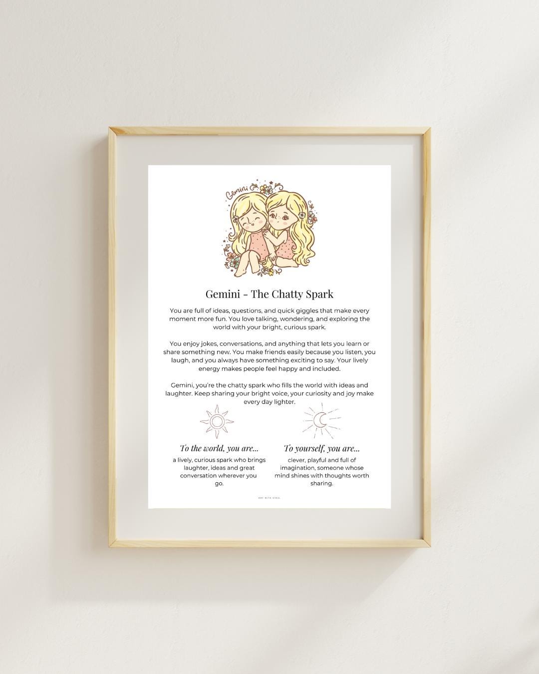 Gemini Nursery Print Set | Zodiac Star Sign | Kids Room Decor | Digital ...