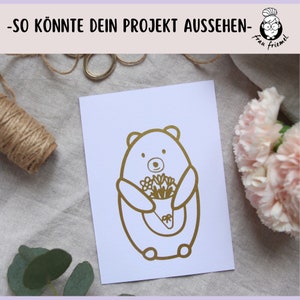 Plottervijlbeertjes met bloemen voor het ontwerpen van kaarten, textiel etc.