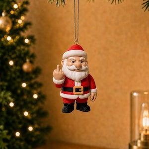 Décoration de Noël - Le Père Noël fait un doigt d'honneur - Suspension pour sapin imprimée en 3D