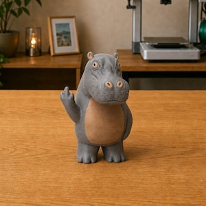 Statuetta di ippopotamo stampata in 3D: decorazione animale sarcastica, statua da scrivania audace, regalo scherzoso con umorismo nero