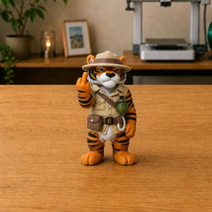Figura de tigre: decoración de safari irreverente, estatua de escritorio sarcástica, regalo de broma para un compañero de trabajo.