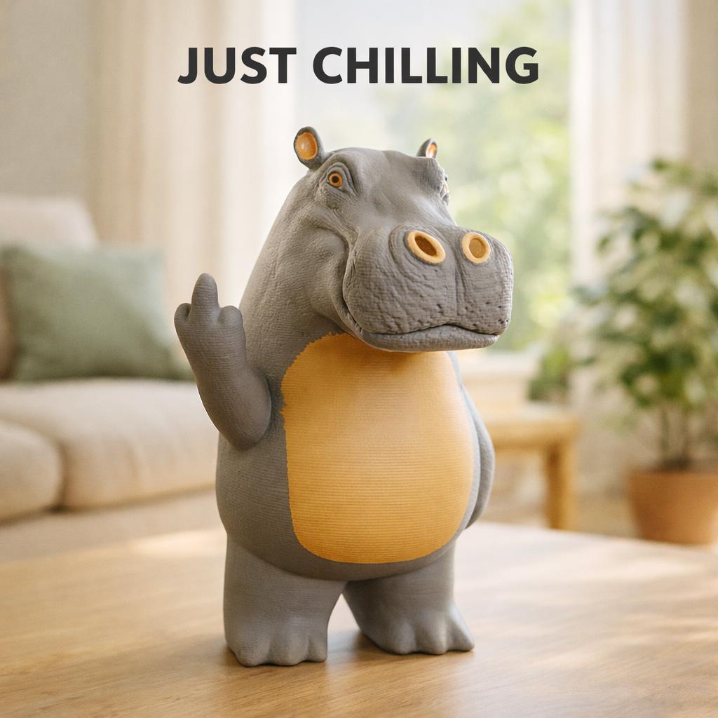 Hippo Middle Finger Figurine Funny Rude Animal Decor Sarcastic