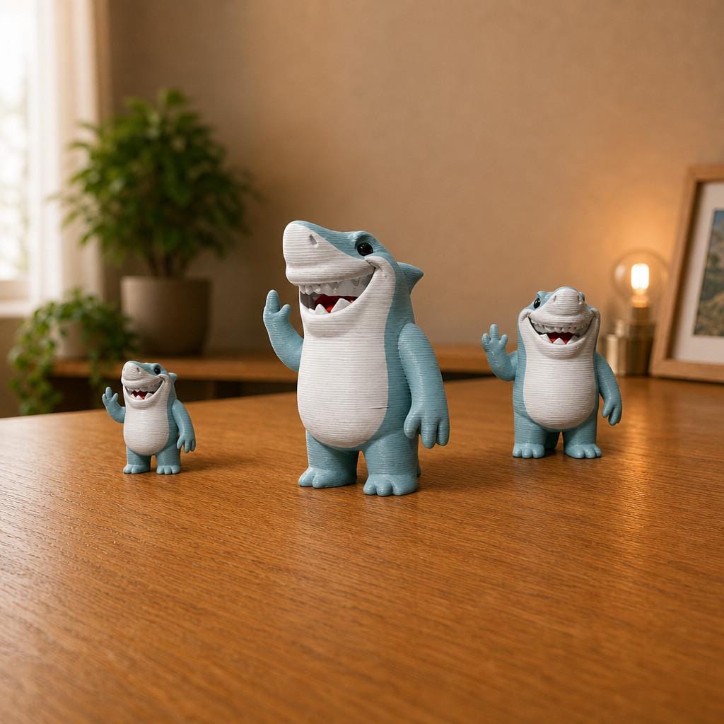 3D Printed Shark Figurine: Rude Middle Finger Desk Statue for Dark