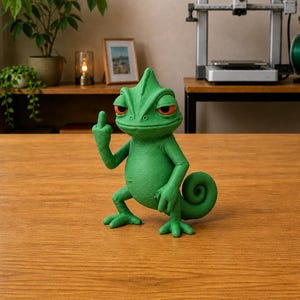 Figura de camaleón impresa en 3D: Adorno de escritorio con forma de reptil sarcástico, regalo de broma