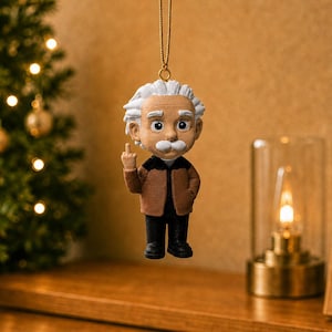 Albert Einstein Middle Finger Statue – Unique Science Lover Gift, Eye-Catching Desk Ornament, 3D-Printed Einstein
