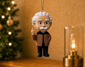 Albert Einstein Middle Finger Statue – Unique Science Lover Gift, Eye-Catching Desk Ornament, 3D-Printed Einstein