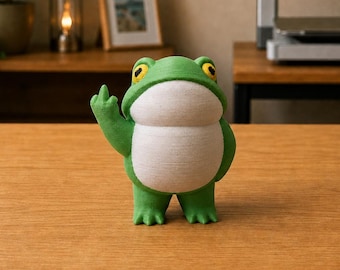 Figurine de grenouille imprimée en 3D : Décoration de bureau irrévérencieuse, statue d'amphibien sarcastique, cadeau humoristique