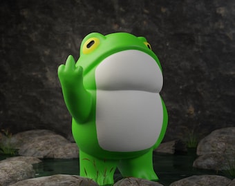 Middle Finger Frog Statue – Humorous 3D-Printed Decor, Funny Frog Figurine, Quirky Desk Ornament, Unique Gag Gift,Bestselling Frog Sculpture