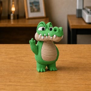 Crocodile middle finger figurine funny rude reptile decor sarcastic desk statue bold alligator gag gift for coworker humor lovers