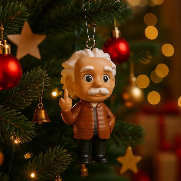 Albert Einstein Middle Finger Statue – Unique Science Lover Gift, Eye-Catching Desk Ornament, 3D-Printed Einstein