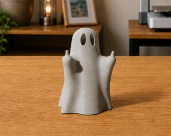 Ghost Figurine: Sarcastic Halloween Desk Statue, Dark Humor Accent